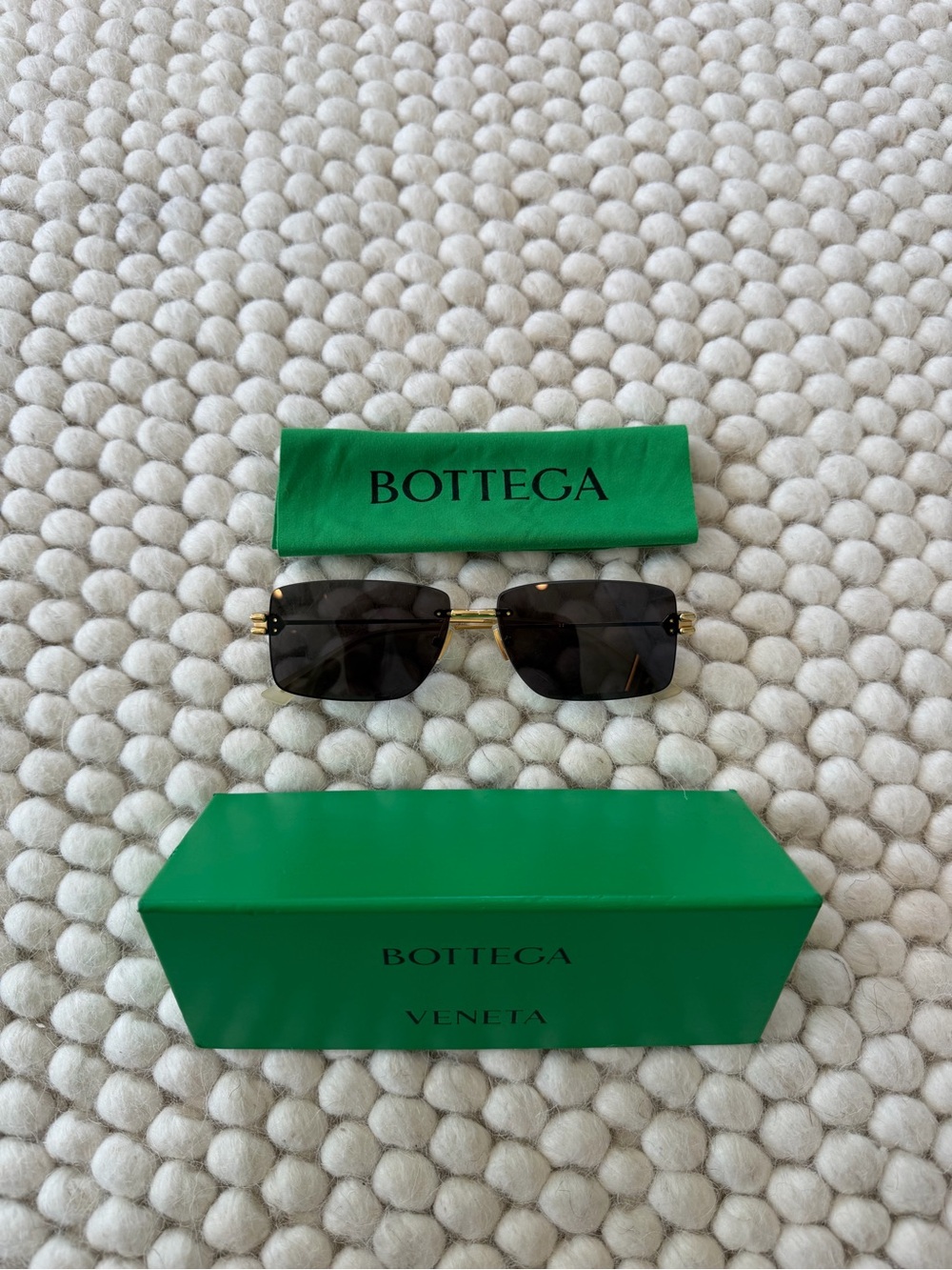 Bottega Veneta Black Lens Sunglasses with Gold Frame